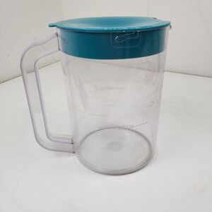 West Bend Iced Tea Maker Replacement Pitcher Carafe with Teal Lid Clear Plastic
